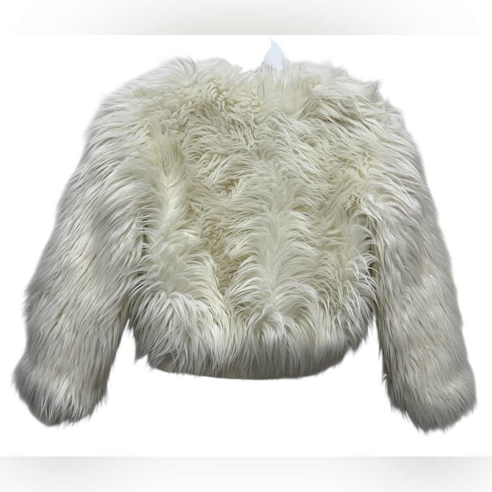D-Signed Disney Ivory White Faux Fur Lined Zip Jacket Girls Size Medium 10/12 - Picture 5 of 9